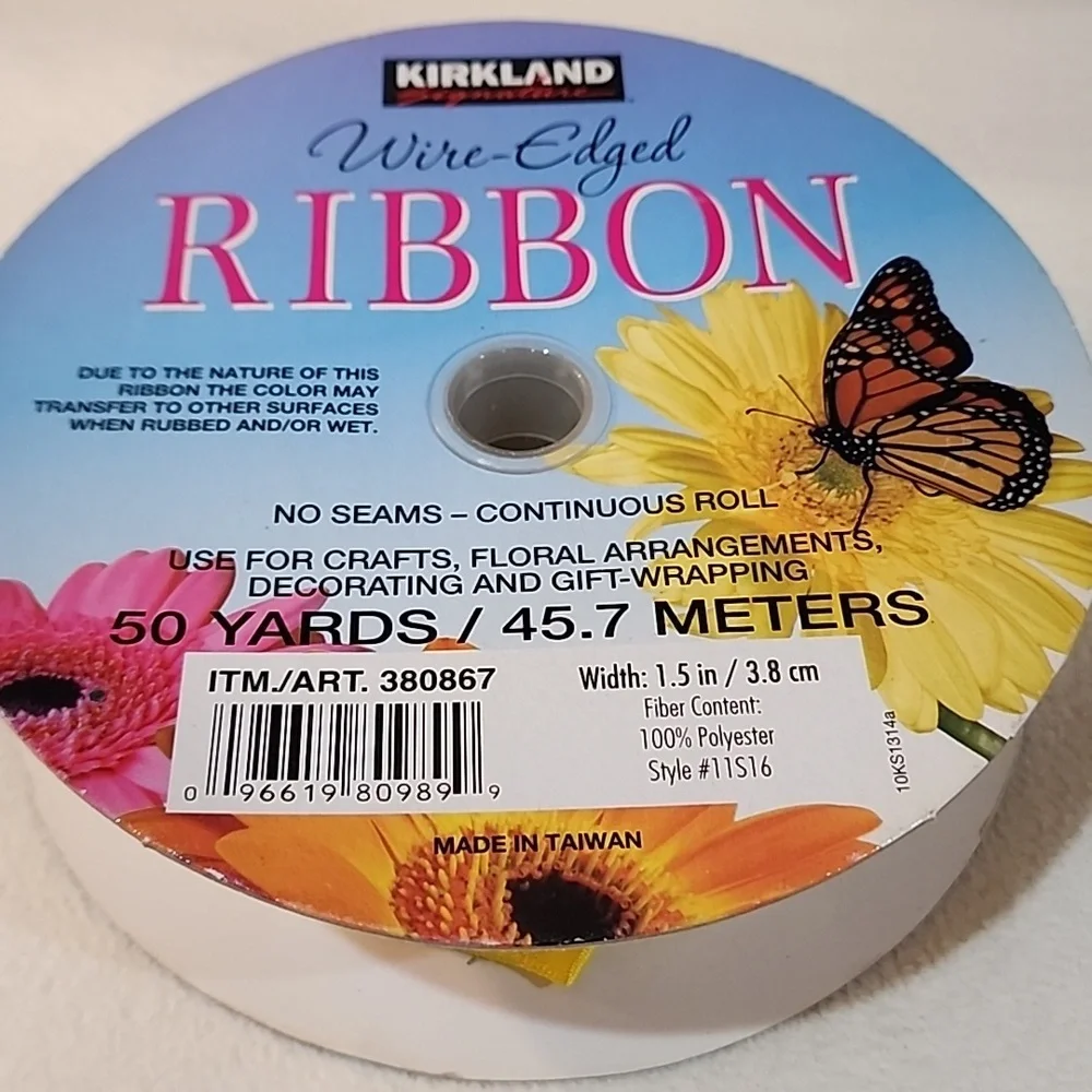 3 Rolls Kirkland Wire-edged Ribbon, 1-1/2